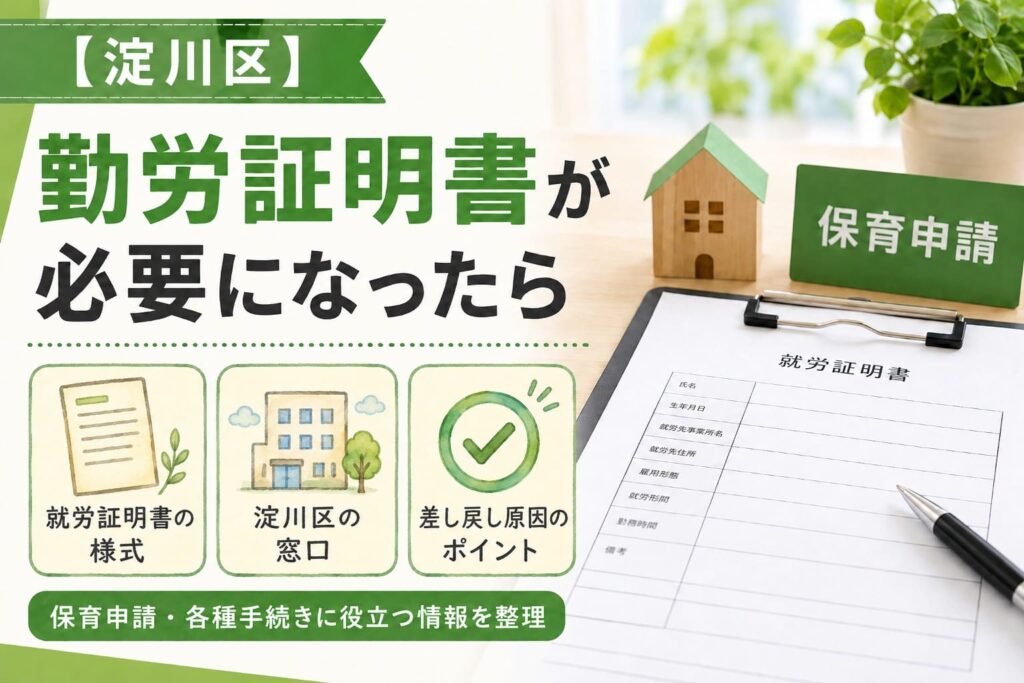 淀川区で勤労証明書・就労証明書が必要になったときの様式確認、窓口、差し戻し原因を整理したアイキャッチ画像