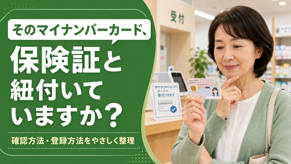 マイナンバーカードが健康保険証と紐付いているか確認する方法を紹介する記事のアイキャッチ