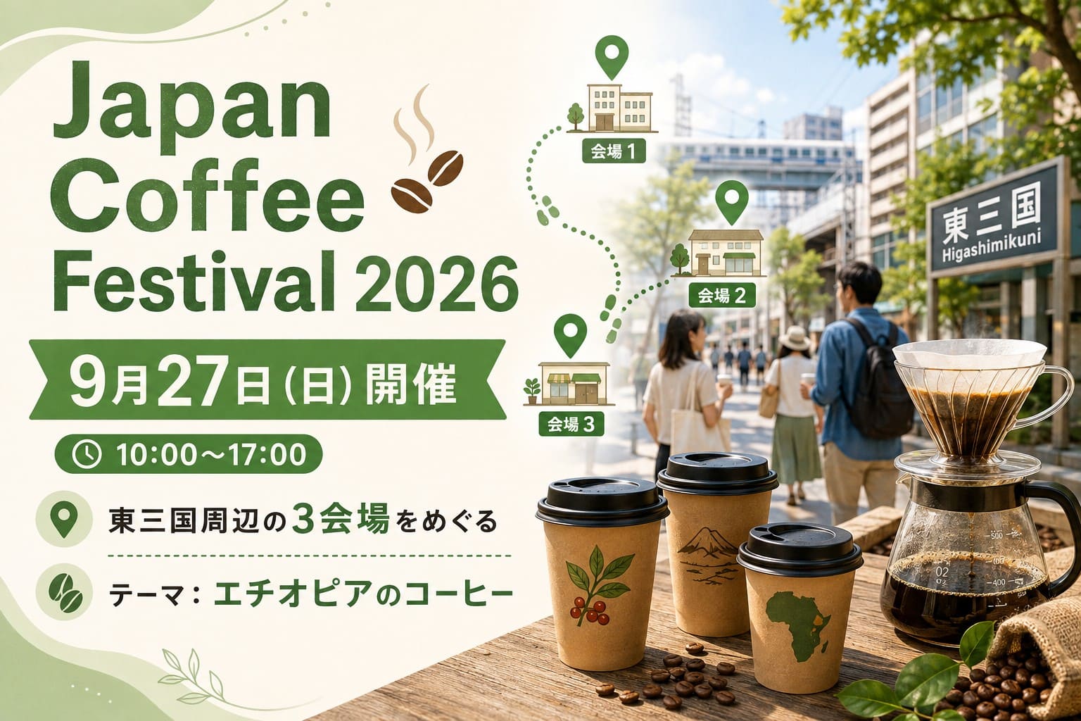 2026年9月27日に東三国周辺の3会場で開催されるJapan Coffee Festival 2026のアイキャッチ画像