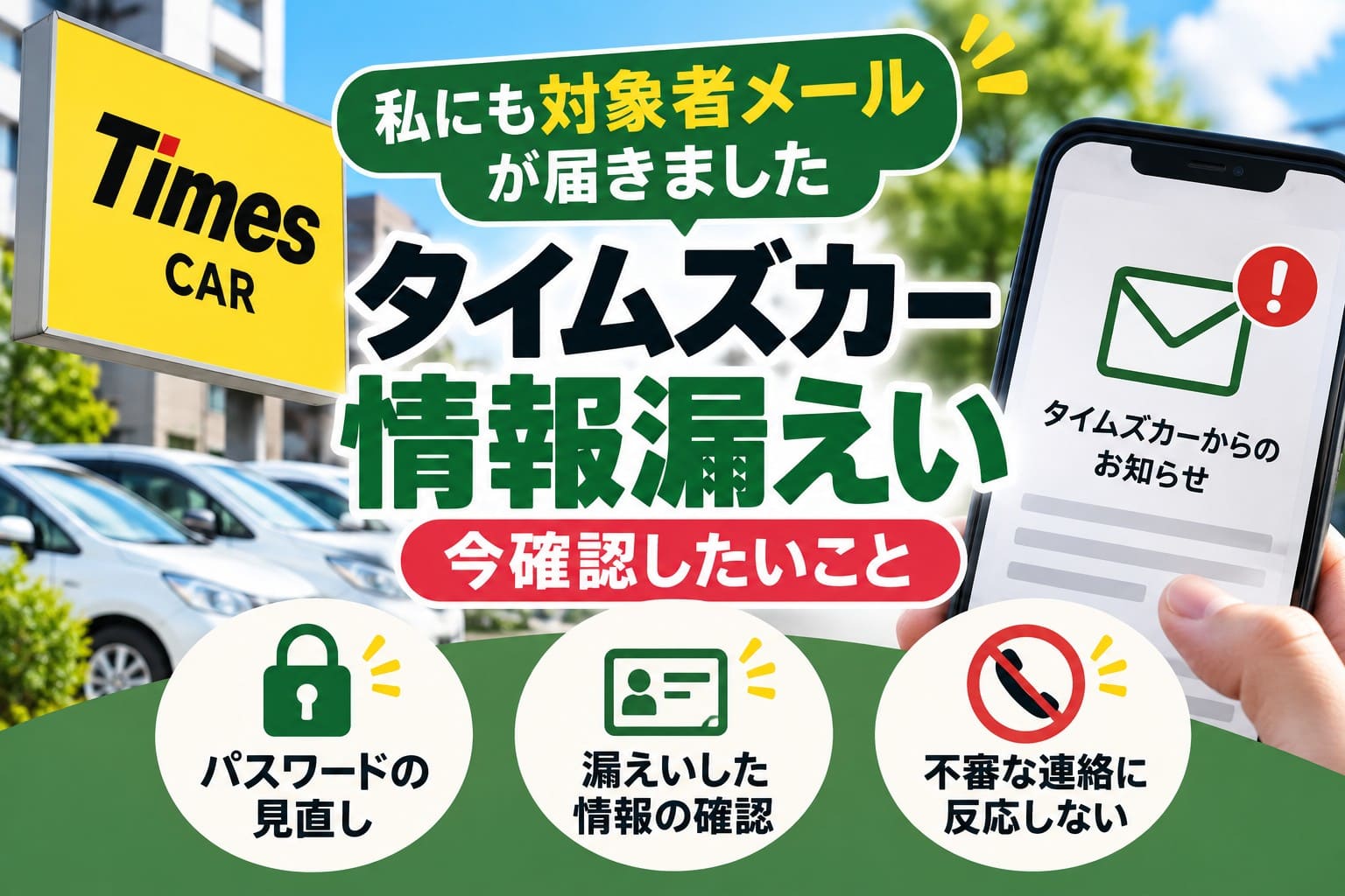 タイムズカーの個人情報漏えい。筆者にも対象者メールが届き、確認すべき情報や注意点を紹介。