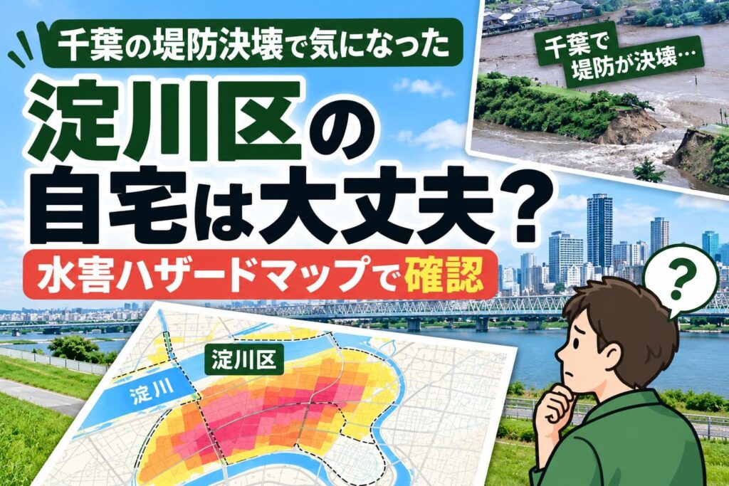 千葉の堤防決壊をきっかけに淀川区の自宅を水害ハザードマップで確認する記事のアイキャッチ